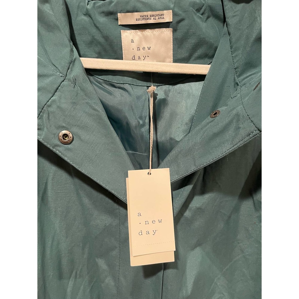 NWT A New Day Women’s Green Water Resistant Trench Coat Jacket - Picture 3 of 7